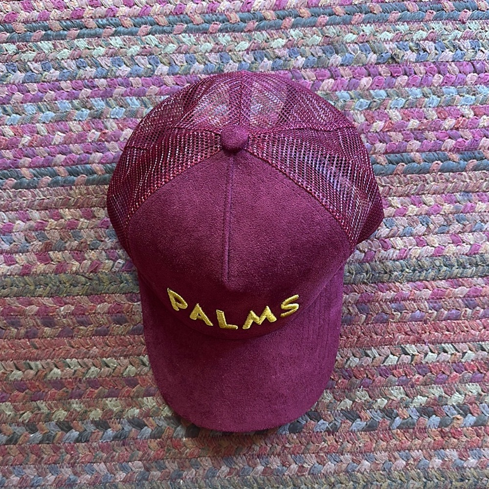 PALMS CASINO LAS VEGAS MAROON RED SUEDE TRUCKER HAT MELONWEAR
